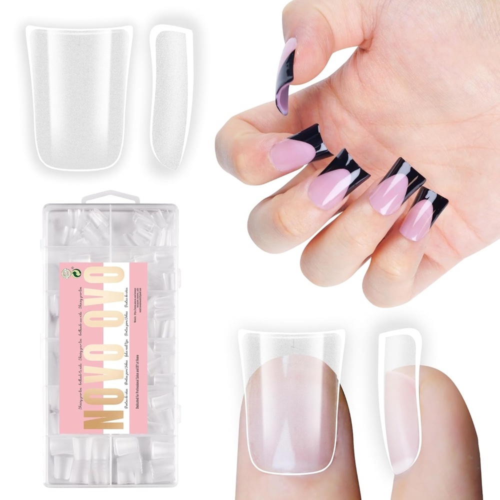Clear Short Duck Feet 360 Nail Tips Set